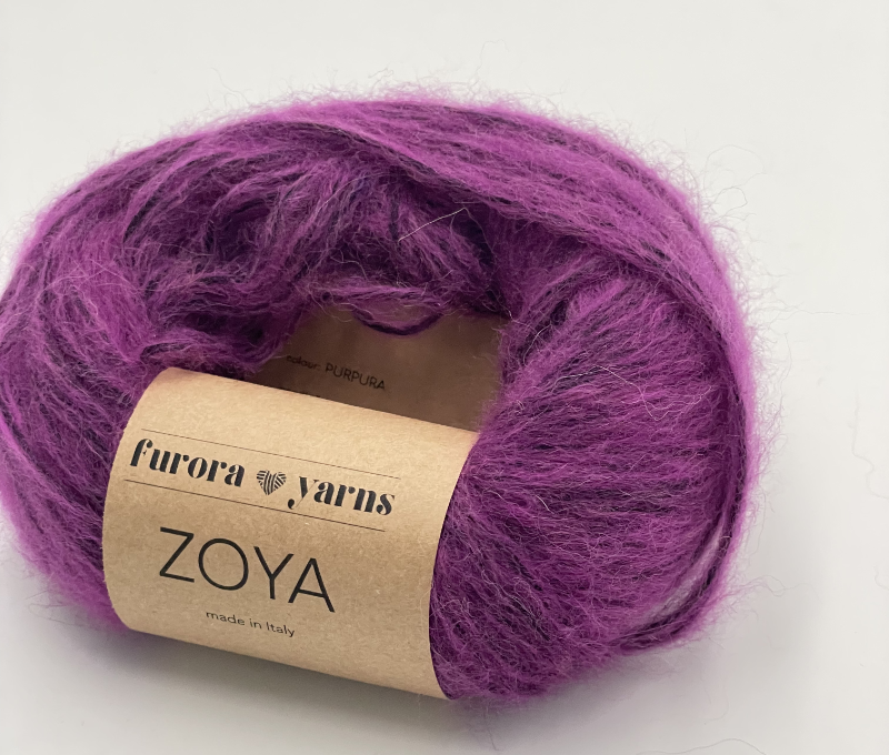 Włóczka merino, baby alpaka, bawełna ZOYA  50g purpura
