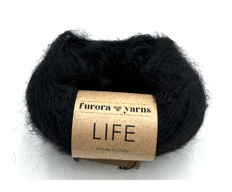 Włóczka wełna z alpaką i moher LIFE czarny 50g