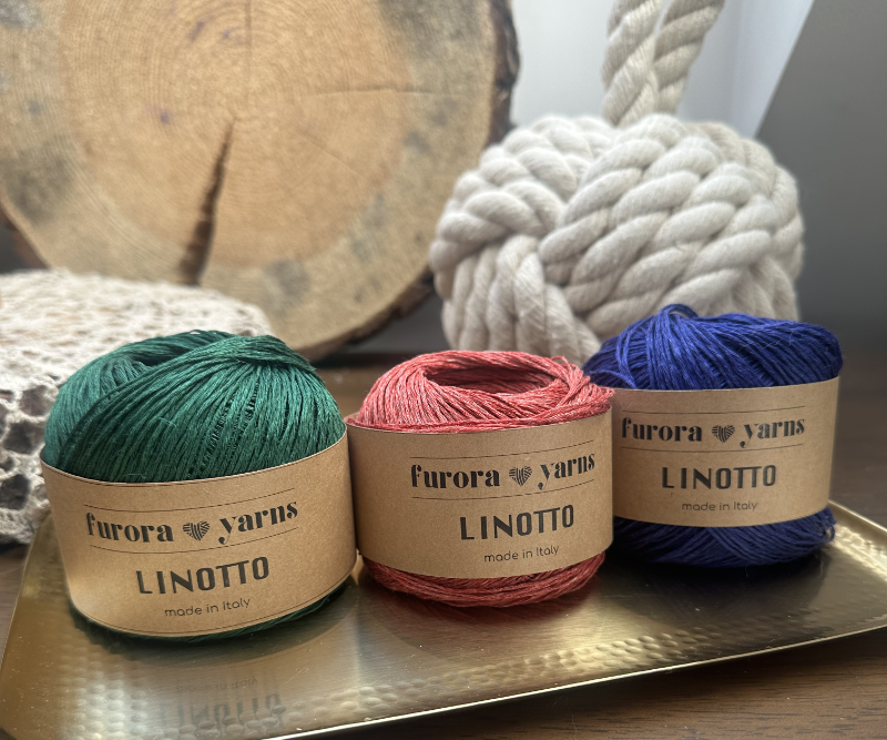 Włóczka len 100% LINOTTO złoty brąz
