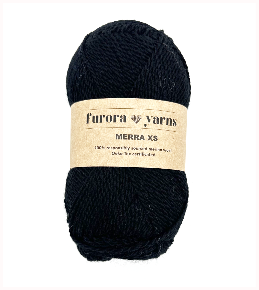 WEŁNA MERINO 100% MERRA XS głeboki czarny 50g