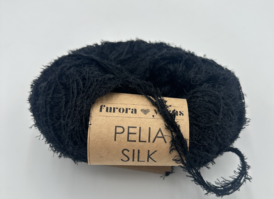 Włóczka wełna jedwab PELIA SILK czarny 50g