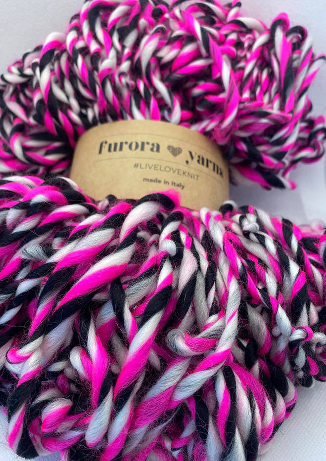 Wełna merino 100% FLUO RÓŻOWY - 100g
