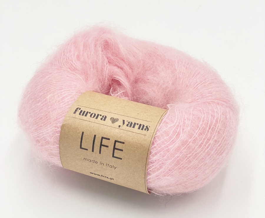 Włóczka wełna z alpaką i moher LIFE pudrowy róż 50g