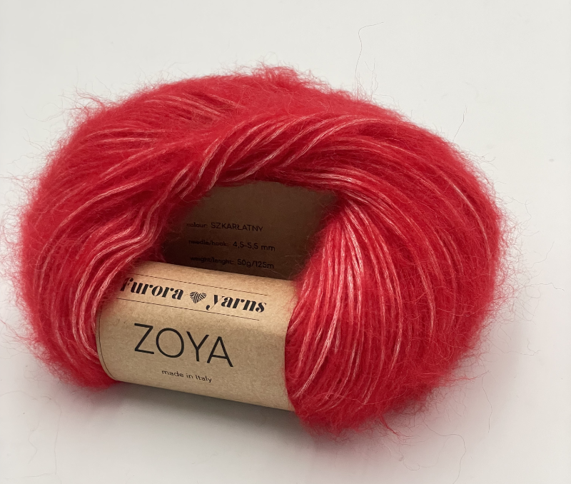 Włóczka merino, baby alpaka, bawełna ZOYA  50g szkarłatny
