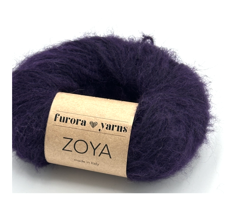 Włóczka merino, baby alpaka, bawełna ZOYA  50g bakłażan